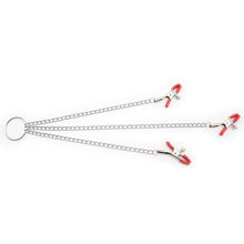 Load image into Gallery viewer, Three Heads Nipple Clamps with Metal Chains, Breast Massage Nipple Clips, Nipple Jewelry Non Piercing for Lady Own Use or Flirting with Couple (Red)
