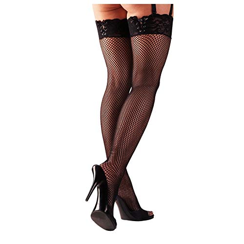 Cottelli Collection Mesh Thigh Highs, Black, Medium/Large, 68 Gram