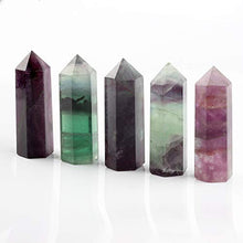 Load image into Gallery viewer, YWG Stone 75 * 20mm Fluorite Crystal Point Scepter Large 3 Inch Wand Carved Healing Reiki 6 Sided Prism Style
