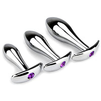 Anal Plugs Luxury Jewelry Anal Trainer Kit Metal Butt Plug Prostate Massage Sex Toy Stimulation Adult Sex Toys for Men Women(Silver)