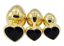 Load image into Gallery viewer, 3Pcs Set Luxury Metal Butt Toys Heart Shaped Anal Trainer Jewel Butt Plug Kit S&amp;M Adult Gay Anal Plugs Woman Men Sex Gifts Things for Beginners Couples Large/Medium/Small,Golden Black
