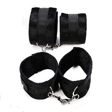 Load image into Gallery viewer, Soft Short plush Handcuffs Straps Set Ankle Cuffs &amp; Wrist Cuffs 4 Pieces (Black)
