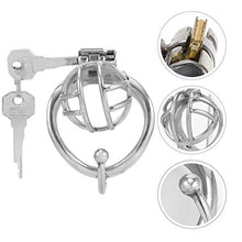 Load image into Gallery viewer, Healifty Male Chastity Device Metal Chastity Belt Cock Cage Cock Sleeve Ring Virginity Lock Chastity Belt Men (Silver) 40mm
