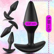 Load image into Gallery viewer, Anal Plug Silicone Butt Plug with Long Taper &amp; Thin Neck &amp; Curved Base for Comfortable Long-Term Wear Prostate Massager Sex Toy for Men Women TJIJP (L) Black
