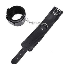 Load image into Gallery viewer, SOIMISSAdjustable PU Leather Plush Handcuffs Restraining Toy Adult Bondage Pleasure Toy (Black Feet Cuffs)
