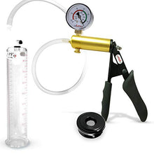 Load image into Gallery viewer, Vacuum Penis Pump Ergonomic Silicone Grip LeLuv Ultima Black with Gauge + TPR Sleeve 9&quot; x 1.75&quot; Diameter
