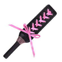 Load image into Gallery viewer, Leather Hand Spanking Paddle Slapper Flogger Whip With Pink Ribbon Bow and Rhinestone Stage Fancy Dress Up Costume Role Game Play Toy
