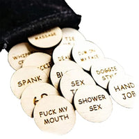 plmk 40Pcs Date Night Activity Tokens,Valentines Ideas Gifts for Couples, Funny Wooden Valentine Ornaments,Romantic Funny Sex Token Gift (Round)