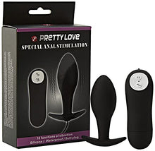 Load image into Gallery viewer, PRETTY LOVE PLUG ANAL SILICONA FORMA ANCLA 12 MODOS VIBRACION NEGRO
