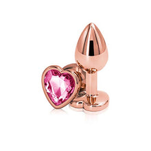 Load image into Gallery viewer, Rear Assets Anal Butt Plug - Rose Gold- Small - Heart-Shaped (Pink Jewel)
