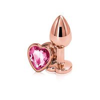 Rear Assets Anal Butt Plug - Rose Gold- Small - Heart-Shaped (Pink Jewel)