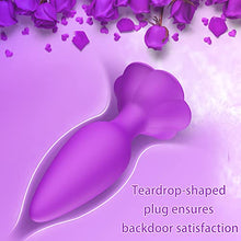 Load image into Gallery viewer, Rose Anal Plug Silicone Butt Plug for Anal Play, Anal Sex Toy Waterproof Adult Toy for Women Pleasure Purple
