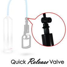 Load image into Gallery viewer, LeLuv Easyop 2.25 Inch by 9 Inch Cylinder Penis Pump Black Bgrip Ball Handle Clear Graduated Cylinder/Clear Collapse-Resistant Hose + 4 Constriction Rings
