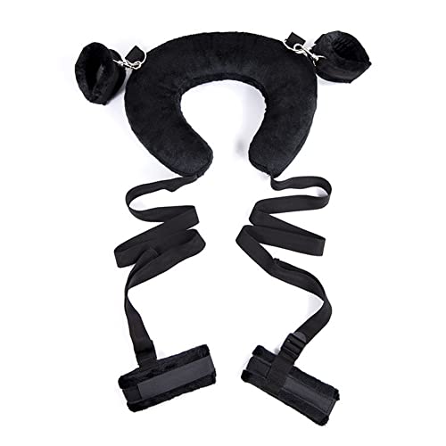 Double Couple BDSMS Bed Restraints Kit Wrist Thigh Leg Restraint System Hand & Ankle Cuff Bed Restraints Sex Bondage Position Support Sling Sex Play (Black)