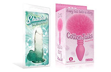 Load image into Gallery viewer, Sexy Gift Set of Shades, Small Jelly Silicone, Gradient Dong, Emerald and Icon Brands Cottontails, Silicone Bunny Tail Butt Plug, Ribbed Pink
