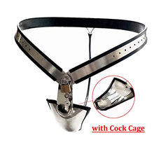 Load image into Gallery viewer, LESOYA Male Stainless Steel Chastity Belt Slave Lockable Penis Restraint Device BDSM Bondage Briefs with Cage
