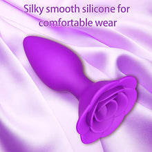 Load image into Gallery viewer, Rose Anal Plug Silicone Butt Plug for Anal Play, Anal Sex Toy Waterproof Adult Toy for Women Pleasure Purple
