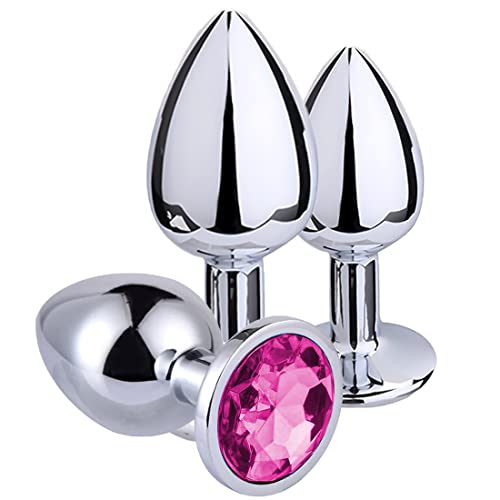 2022 Years New 3Pcs Set Luxury Metal Butt Toys Heart Shaped Anal Trainer Jewel Butt Plug Kit S&M Adult Gay Anal Plugs Woman Men Sex Gifts Things for Beginners Couple (pink1)