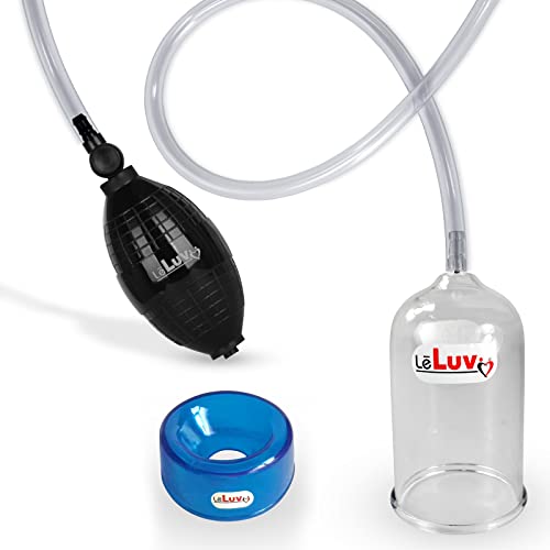 LeLuv EasyOp Bgrip Handle Penis Glans (Head) Vacuum Pump Kit with TPR Material Small Blue Sleeve