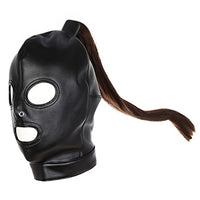 Latex Hood Show mouth Eye Fetish Toys With Removable Wig Restraints Headgear Bondage JL-035