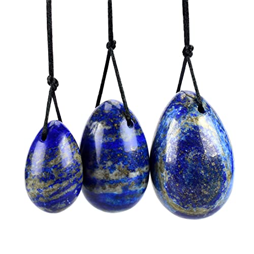 Lapis Lazuli Drilled Yoni Jade Egg for Women Kegel,3pcs Set