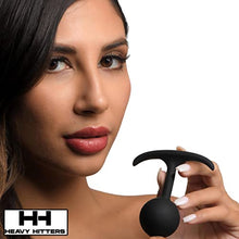 Load image into Gallery viewer, HEAVY HITTERS Premium Silicone Weighted Anal Plug for Men Women &amp; Couples. Long Wear Comfort Butt Plug Sex Toy. Weighted Core with Slim Neck and Base. 1.4 Inches Diameter, Black, Small.
