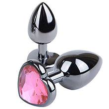 Load image into Gallery viewer, 3Pcs Anal Plugs, Stainless Steel Butt Plug Heart Shaped Jewelry Anal Trainer Sets Personal Massager for Unisex Masturbation Sex Factory (Pink)
