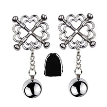 Load image into Gallery viewer, 1 Pair Stainless Steel Nipple Clamps, Adjustable Nipple Clamps with Weight Ball, Non-Piercing Nipple Rings, Breast Clips Nipple Jewelry for Women Men Pleasure Sex (F)
