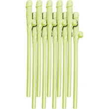 Load image into Gallery viewer, Bachelorette Party Glow in the Dark Pecker Straws - 10 Straws
