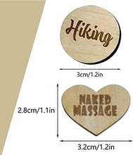 Load image into Gallery viewer, AAOCLO 20Pcs Funny Tokens Sex,Date Night Activity Tokens Funny Wooden Couples Date Night Activity Token Romantic Funny Sex Token Gift Valentines Ideas Gifts for Couples (Heart,Pack-1)
