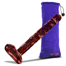 Load image into Gallery viewer, LeLuv Dildo 8 inch Glass Veiny Shaft with Amber Balls Bundle with Premium Padded Pouch
