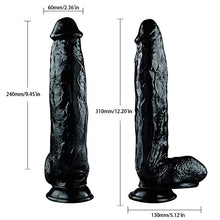 Load image into Gallery viewer, Black Realistic Monster Dildo, 12 Inch Huge Dildo Adult Sex Toy for Women with Suction Cup, Extra Thick Flexible Large Dildo
