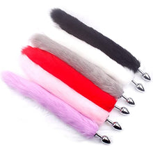 Load image into Gallery viewer, Adult Long Imitation Fox Hair Metal Anal Plug Cosplay Couple Flirting Sex Toy Faux Fox Tail Design Cosplay Supply Sex Toys (Color : Black)
