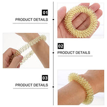 Load image into Gallery viewer, DOITOOL Acupressure Bracelet 1Pc Hand Massage Ring Metal Acupressure Massage Rings for Hand Health Care Releasing Pressure Point Ring for Women Teens Men Golden Acupressure Rings
