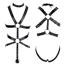 Load image into Gallery viewer, CAOMIAN Men Black Sexy Leather Vest Bondage Lingerie Gay Harness Adjustable Body Chest Harness Full Body BDSM Strap Belt Restraint Kit (Color : MH-078-Black)
