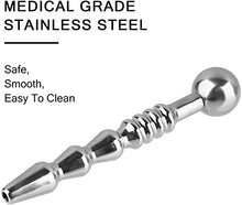 Load image into Gallery viewer, Beauty7 Ribbed Urethral Sound Beads Hollow Urethral Penis Plug Tube with Cum Thru Hole Medical Grade Stainless Steel Urinary Dilator Urethra Masturbation Rod
