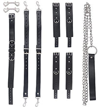 Load image into Gallery viewer, Xocity BDSM Kits Sex Bondage Cover Neck Choker with Traction Chain 2 Straps 4 Handcuffs, Sub Restraints Sex Toy for Women SM Thigh Restraint Sling(Black)
