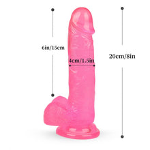 Load image into Gallery viewer, 8 Inch Smooth Soft Silicone Material Flexible Female Silicone Suction Cup Realistic Classic Dick Wand for Women
