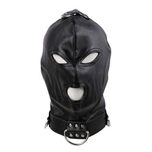 Load image into Gallery viewer, HYSHGJY AdultToys Games Black Leather Open Eye Mouth Blindfold Headgear Cosplay Hood with Hang Ring PU Leather HD-203
