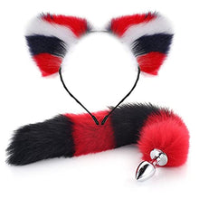 Load image into Gallery viewer, LSCZSLYH Fox Tail Anal Plug Cat Rabbit Ears Headbands Set Feather Anals Plug Anus Stimulate Adult Erotic Accessories (Color : Gary White Set)
