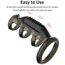 Load image into Gallery viewer, Cock Ring with Vibrator, G spot Stimulator Massager Strap On Penis Enlargement Silicone Penis Sleeve, Delay Ejaculation Stronger Erection Enhancement Adult Sex Toys for Men Male Black
