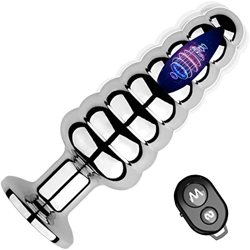 Anal Vibrators Stainless Steel Anal Vibrating Prostate Massager Anal Butt Plug Remote Control with 10 Modes Butt Plug Fetish Bondage Anal Vibrator Adult Sex Toys for Men,Women and Couples(Tower)