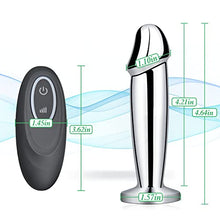 Load image into Gallery viewer, Vibrating Anal Plug Dildo with Remote Control, Rechargeable Metal Butt Plug Prostate Massager with 10 Modes, Magnetic Suction Charging Anal Vibrator Adult Sex Toys for Men, Women and Couples (L)
