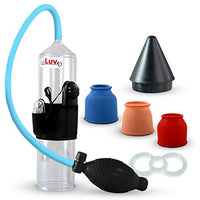 Bundle of 2 Items: Leluv Vibrating Easyop Bgrip Ball Handle Vacuum Pump with 4 Constriction Rings