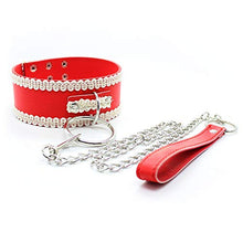 Load image into Gallery viewer, with White lace Collar with Traction Chain Role-Playing Props Couple Hotel Game Props (red)
