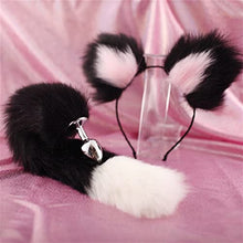 Load image into Gallery viewer, Oligage Cute Ears Headbands with Fox/Rabbit Tail Metal Butt Anal Plug Erotic Cosplay Accessories for Couples (Color : White Powder Ear-1)
