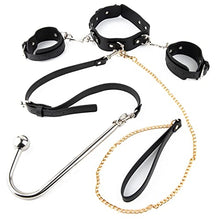 Load image into Gallery viewer, Sex Bondage BDSM Kit with Anal Hook and Ball, 3-in-1 Adjustable Collar Binding Leather Binding Set Binding Set, Including Anal Hook, Traction Chain Handcuffs, Chain Binding Band Neutral SM Sex Toys
