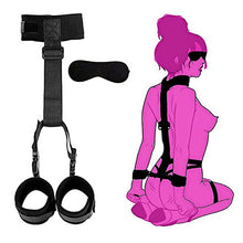 Load image into Gallery viewer, Sex Blindfold for Adult Couple Adjustable Bed Restraints Adult Bondage Set Back Restraining Neck to Wrist Sex Bondage Set with Eye Mask Women Submissive Kit
