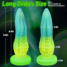 Load image into Gallery viewer, 9.6&quot; G-Spot Dildo Silicone Tentacle Dildo, Huge Realistic Dildo Glow-in-The-Dark Anal Plug with Strong Suction Cup Monster Dildo for P-Spot Stimulation Adult Sex Toy for Women &amp; Men, Blue Yellow
