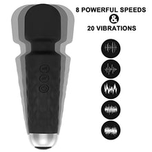 Load image into Gallery viewer, Vibrator Wand Sex Toys, G-Spot Dildo Vibrator, Mini Massager, Clitoral Stimulator Adult Toys, 8 Speeds 20 Patterns- Cordless Personal Massager, Rechargeable Handheld Silent Sex Toy for Women (Black)
